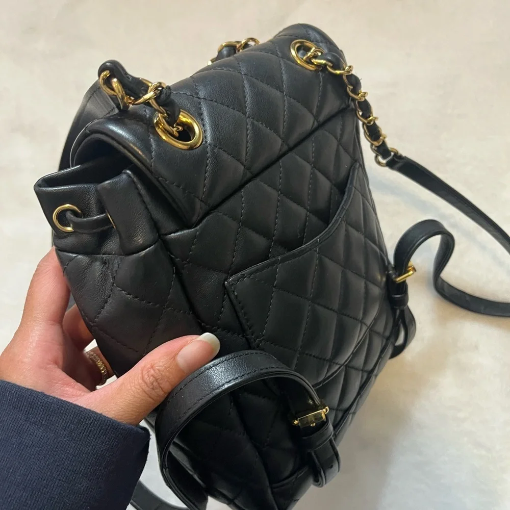 Chanel Mini Urban Spirit backpack with gold Hardware Lambskin offers welcomed